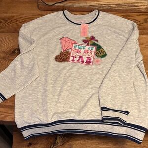 Simply Southern Light Gray Sweatshirt with Navy Trim